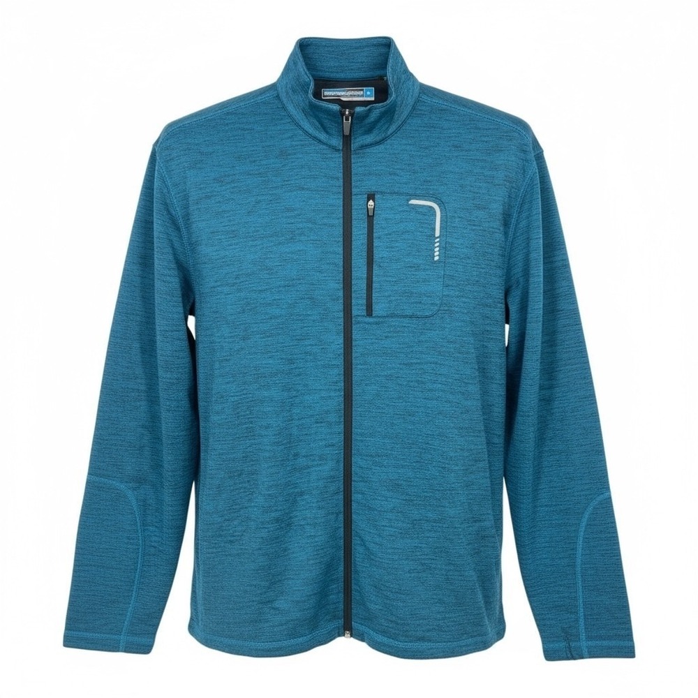 Roundtree & Yorke Performance Mens XL Blue Heather Full Zip Jacket Space Dye‎